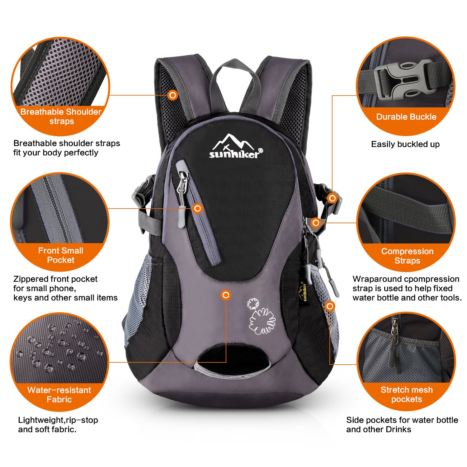 Cycling Hiking Backpack Sunhiker Water Resistant Travel Backpack