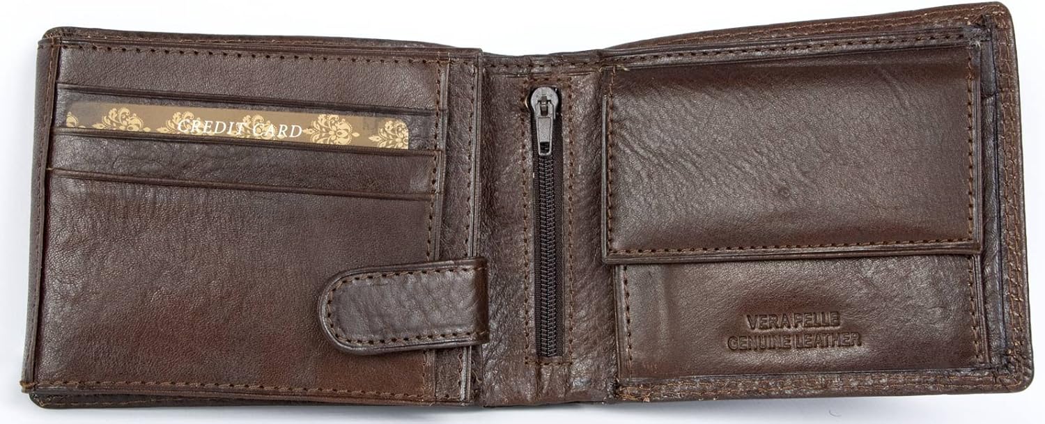 FLW Men's brown genuine leather wallet made of durable leather - Image 3