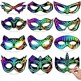 Realspring 60 Pcs Hero Themed Scratch Paper Mask for Craft Paper Mask DIY Craft Kit for Dress up Hero Party Favor DIY Decorations Party Supplies Activity Coloring