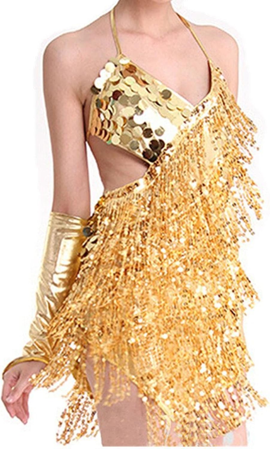 Fairycece Sexy Latin Dance Dress with Sparkling Sequins: Clothing