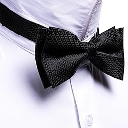 Barry.Wang Black Bow Ties for Men Pre-tied Bow Tie
