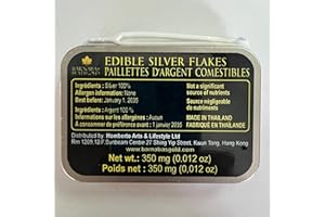 Barnabas Blattgold Genuine Edible Silver Flakes, 350mg/Jar, Edible Silver Leaf for Cake Decorations, for Baking, for Drinks a