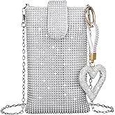 VALICLUD Silver Crossbody Purse Silver Bags for Women Crossbody Phone Bag Bling Purse Evening Bags Phone for Women