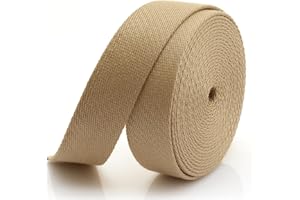 CRAFTMEMORE Heavy Cotton Webbing - Straps for Arts and Crafts, Luxury Bag Strap High Density Webbing (2 Inches x 5 Yards, Tan)