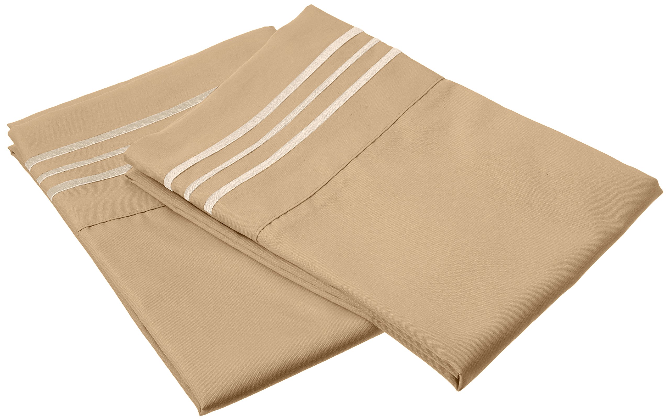 Elegant Comfort 1500 Thread Count Wrinkle & Fade Resistant Egyptian Quality Ultra Soft Luxurious 2-Piece Pillowcases, Standard Size, Gold