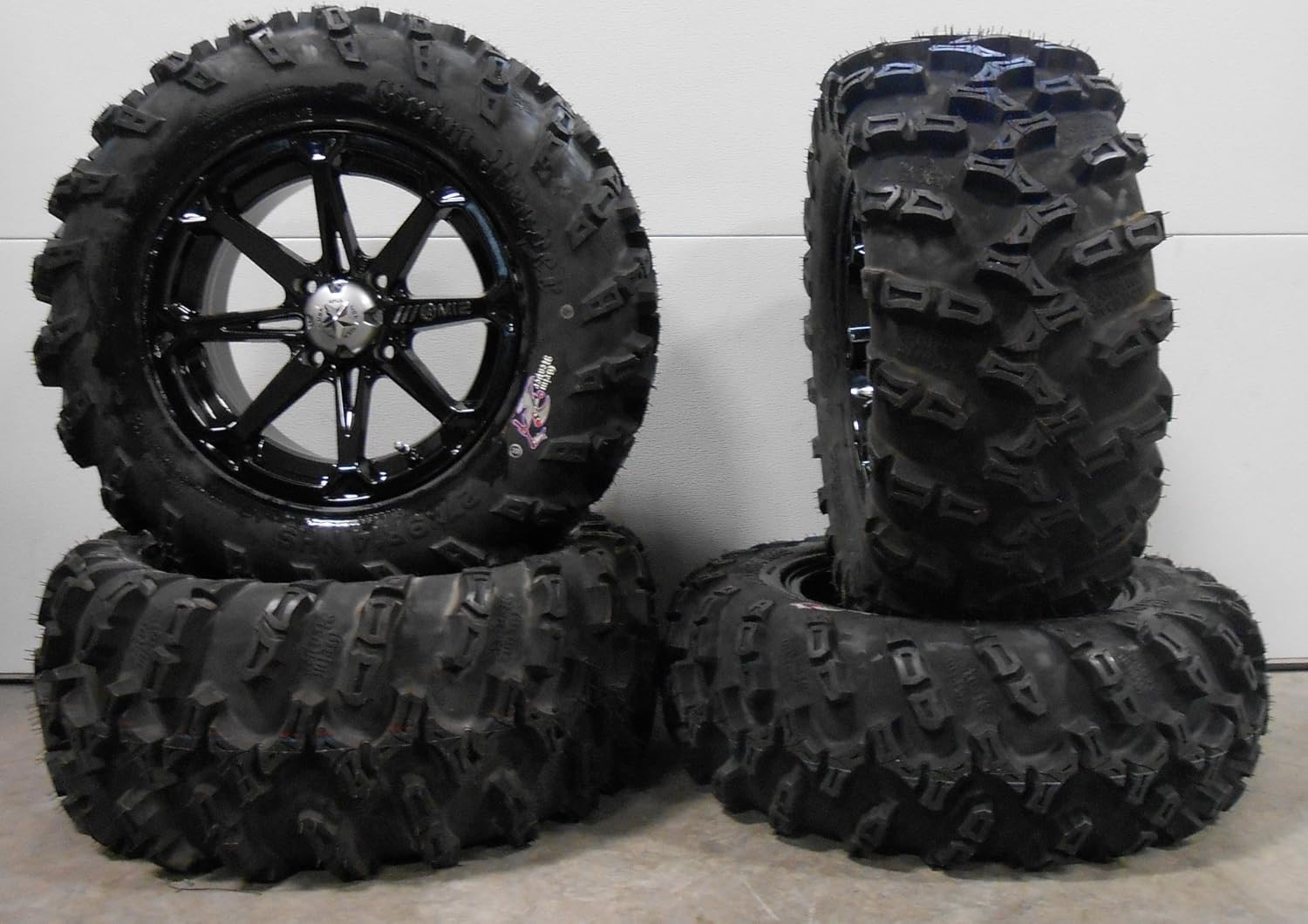 Bundle 9 Items MSA Black Diesel 14" ATV Wheels 27" Grim