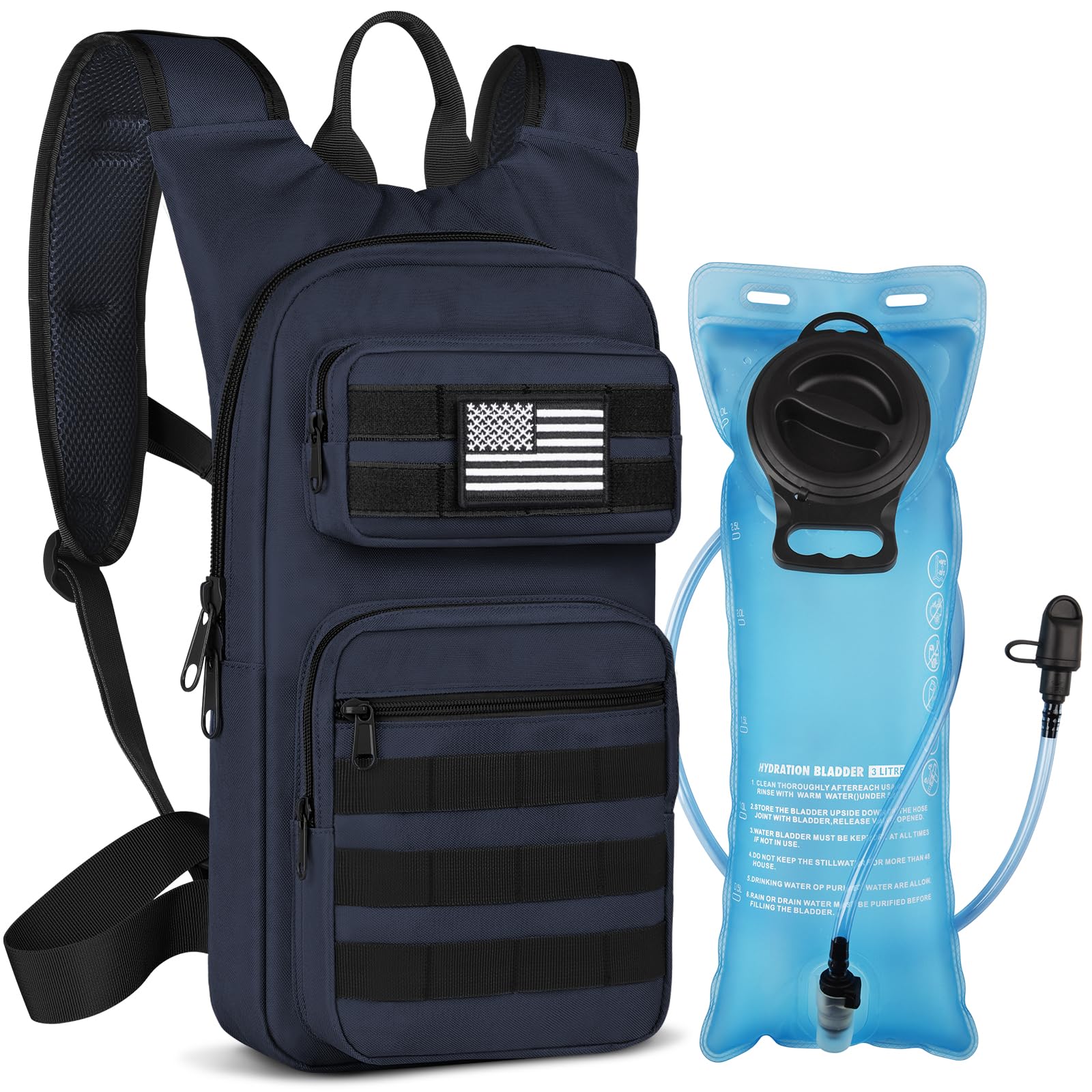 Photo 1 of NOOLA Hydration Backpack with 3L TPU Water Bladder, Tactical Molle Water Backpack for Men Women, Hydration Pack for Hiking, Biking, Running and Climbing (Blue)
