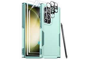 Red2Fire for Samsung Galaxy S23 Ultra Case, [Military Grade Shockproof] with 2Pac [Soft Screen Protector + Camera Protector] Full Body Protective Heavy Duty Phone Case for S23 Ultra Case 5G LightGreen