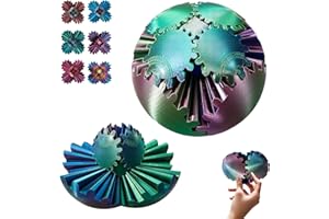UTOSDAY GearSphere Fidget Toy, 3D Printed Gear Ball Spin Ball Cube Desk Toy, 2024 Gear Sphere Cube Puzzle for Adults Kids, Stress and Anxiety Relaxing Fidget Toy (Red-Green-Blue)
