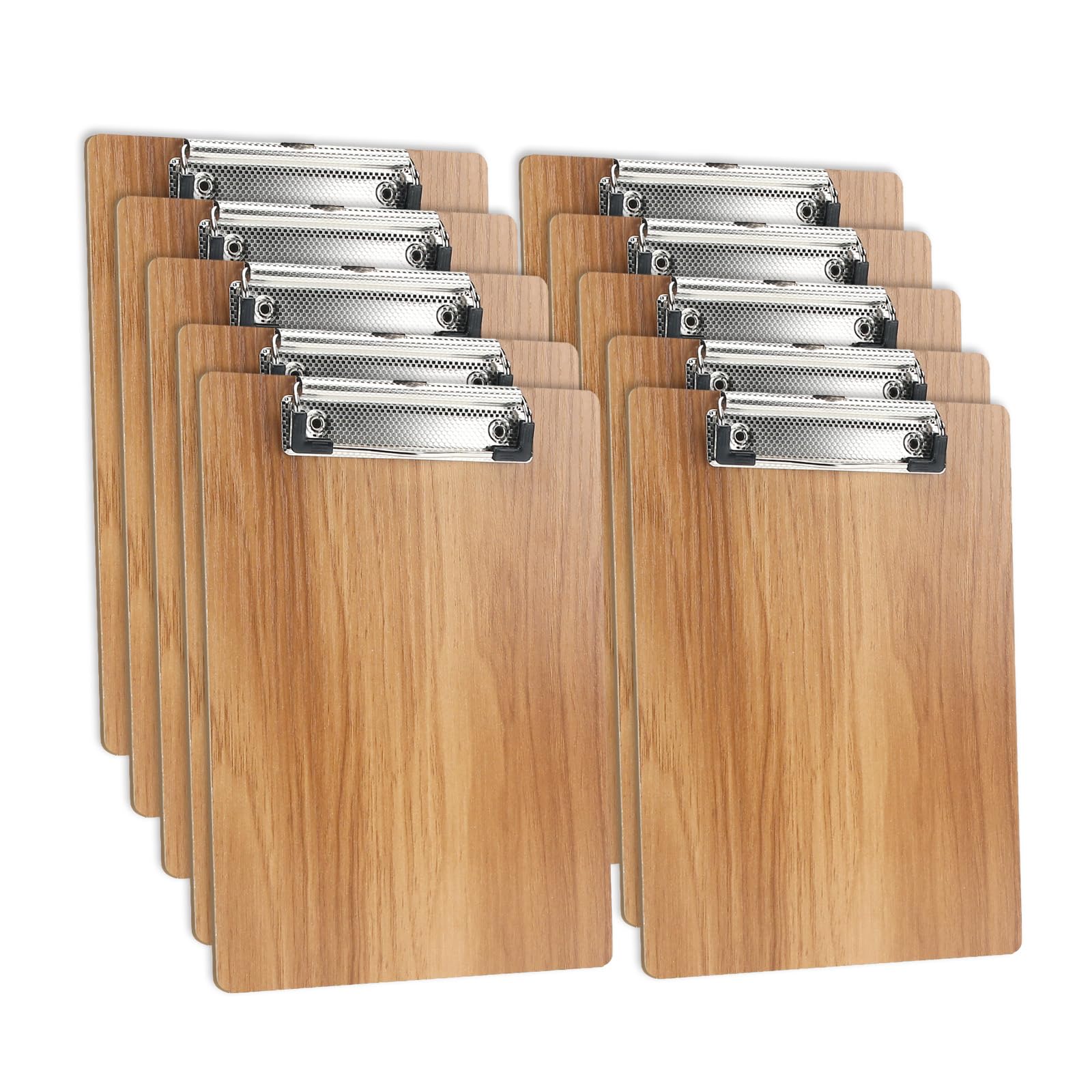 DONGLI 10 Pack A5 Clipboard,Wooden Clipboards with Low Profile Clip and Hanging Hole,Clip Board Hardboard