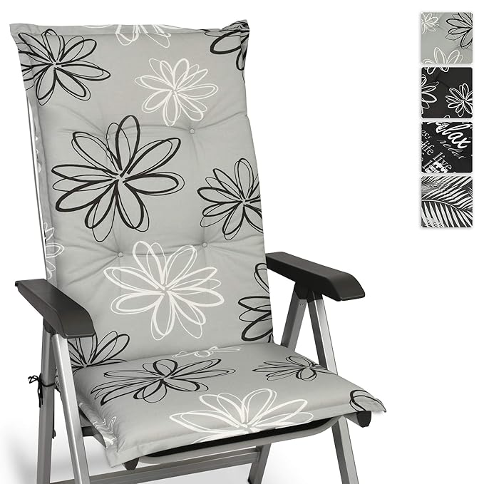 Beautissu Floral Hochlehner Auflage für Gartenstuhl 120x50 cm - Bequemes Sitzkissen Polsterauflage UV-Lichtecht - weitere Des
