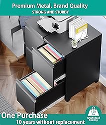 SISESOL 2-Drawer Mobile File Cabinet - Under Desk