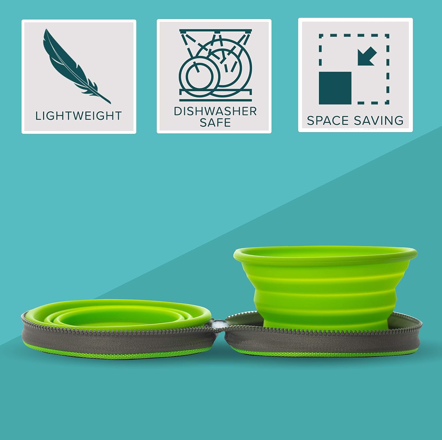 Two Collapsible Dog Bowls - Dog Water Bowl - Foldable Bowl with Travel Case - Blue, 3. Colapz Blue Bowls - Image 5