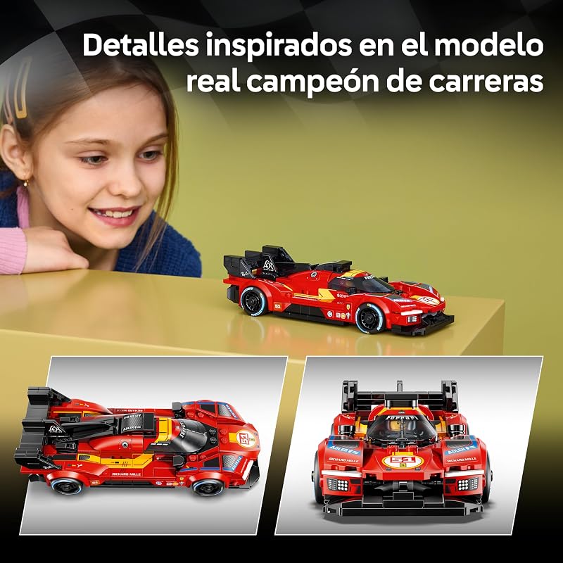 Speed Champions Ferrari 499P Coche de Carreras de Juguete - Kit de Maquetas con Minifigura de Piloto Coleccionable - Merchandising Deportivo - Regalo para Niños de 9+ Años y Fans - 77261 — foto 3 de 8