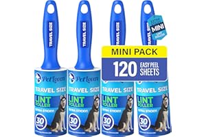 PetLovers Mini Lint Rollers for Travel 4 Pack - Small Sized Lint Removers for Easy Portability, Great for Pet Hair and Debri Pickup