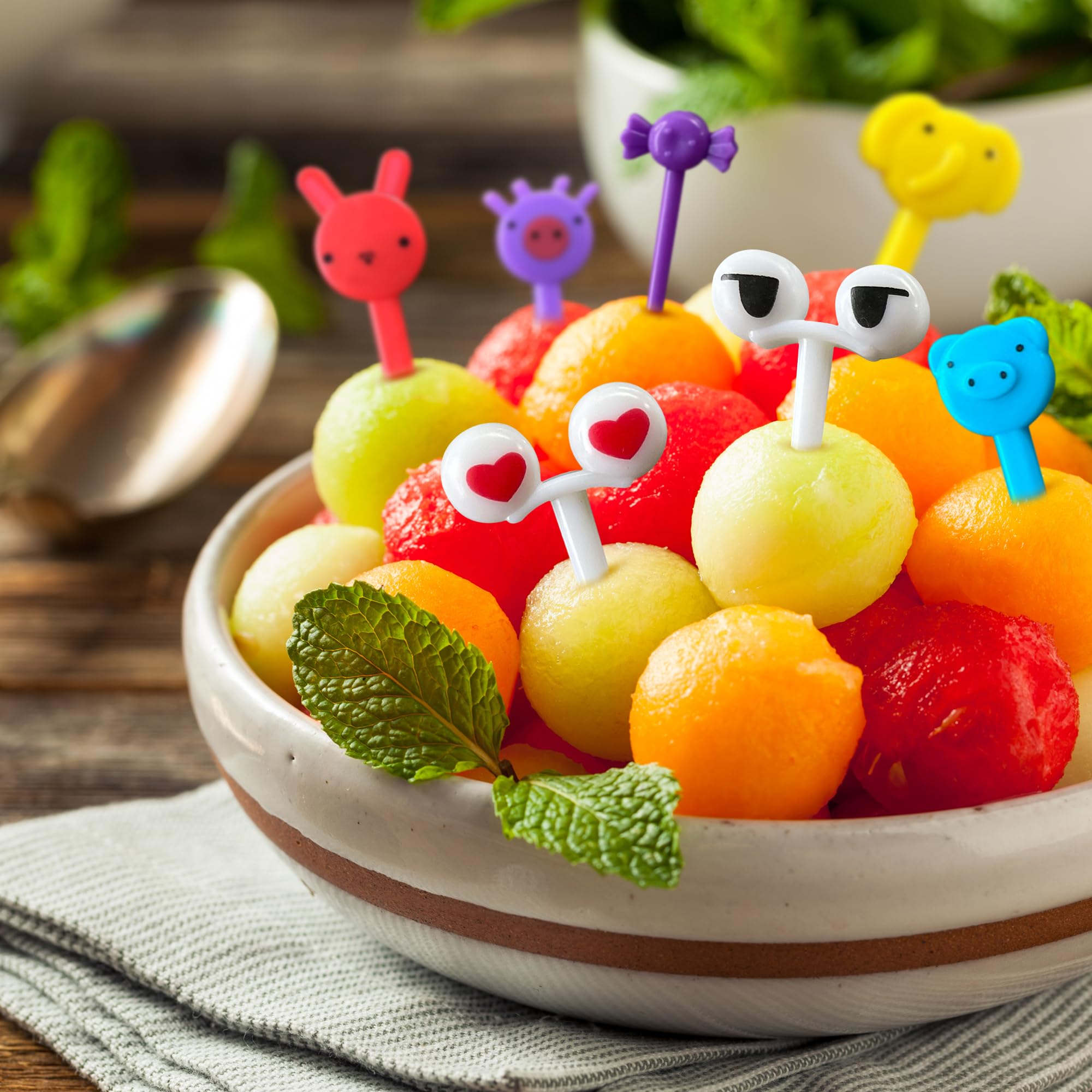 GET FRESH Animal Food Picks for Kids - 120 pcs Set Animal Bento Deco Set for Kids Lunch Box Decoration - Mini Bento Deco Children Toddler Toothpicks - Reusable Baby Shower Tothpicks Kids