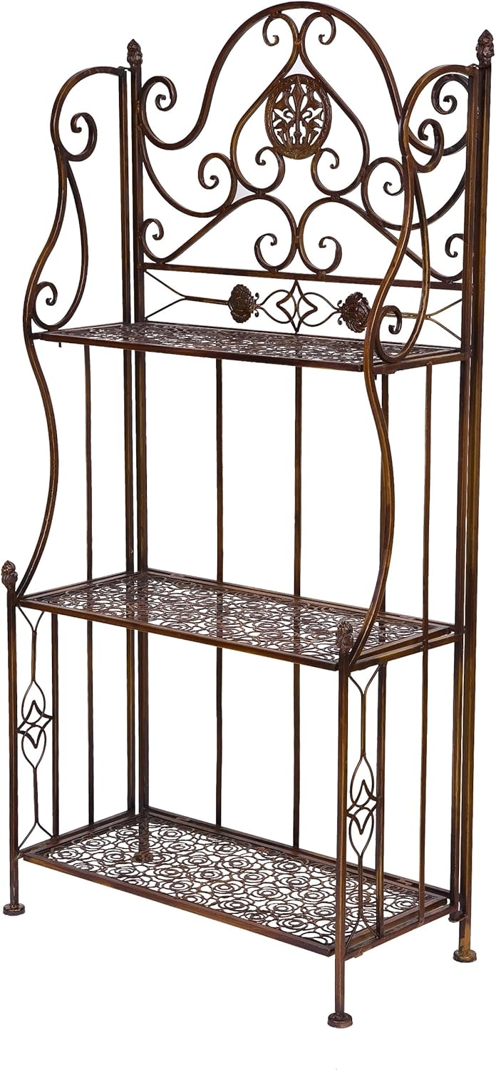 3 Shelves Metal Bakers Rack Bronze Kitchen & Dining