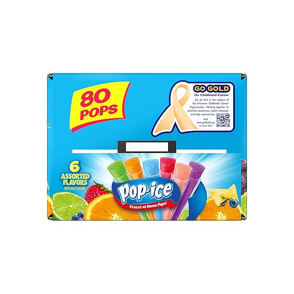 POP ICE POPSICLE VARIETY PACK OF 1 OZ FREEZER BARS, ASSORTED FLAVORS, 80 COUNT