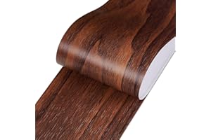 LACHEERY 50ft x 3in Dark Brown Walnut Wood Wallpaper Border Peel and Stick Wall Border Mirror Border Trim for Bathroom Wall Border Wallpaper Wood Grain Wall Paper Sticker Tape Removable Vinyl Decor