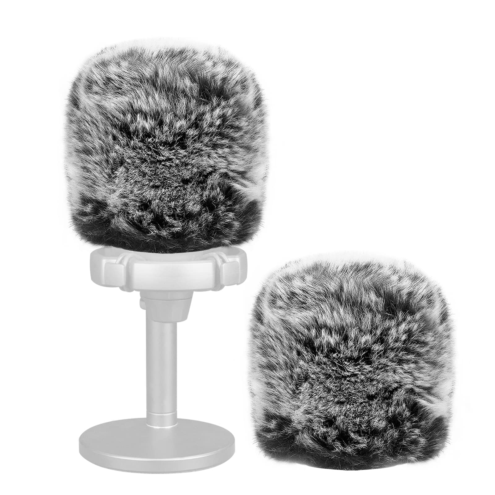 Geekria for Creators Furry Windscreen Compatible with FIFINE AmpliGame A6T, A6V, T669, T732, K669B, Mic DeadCat Wind Cover Muff, Windbuster, Windjammer, Fluff Cover Windshield (Grey 2 Pack)