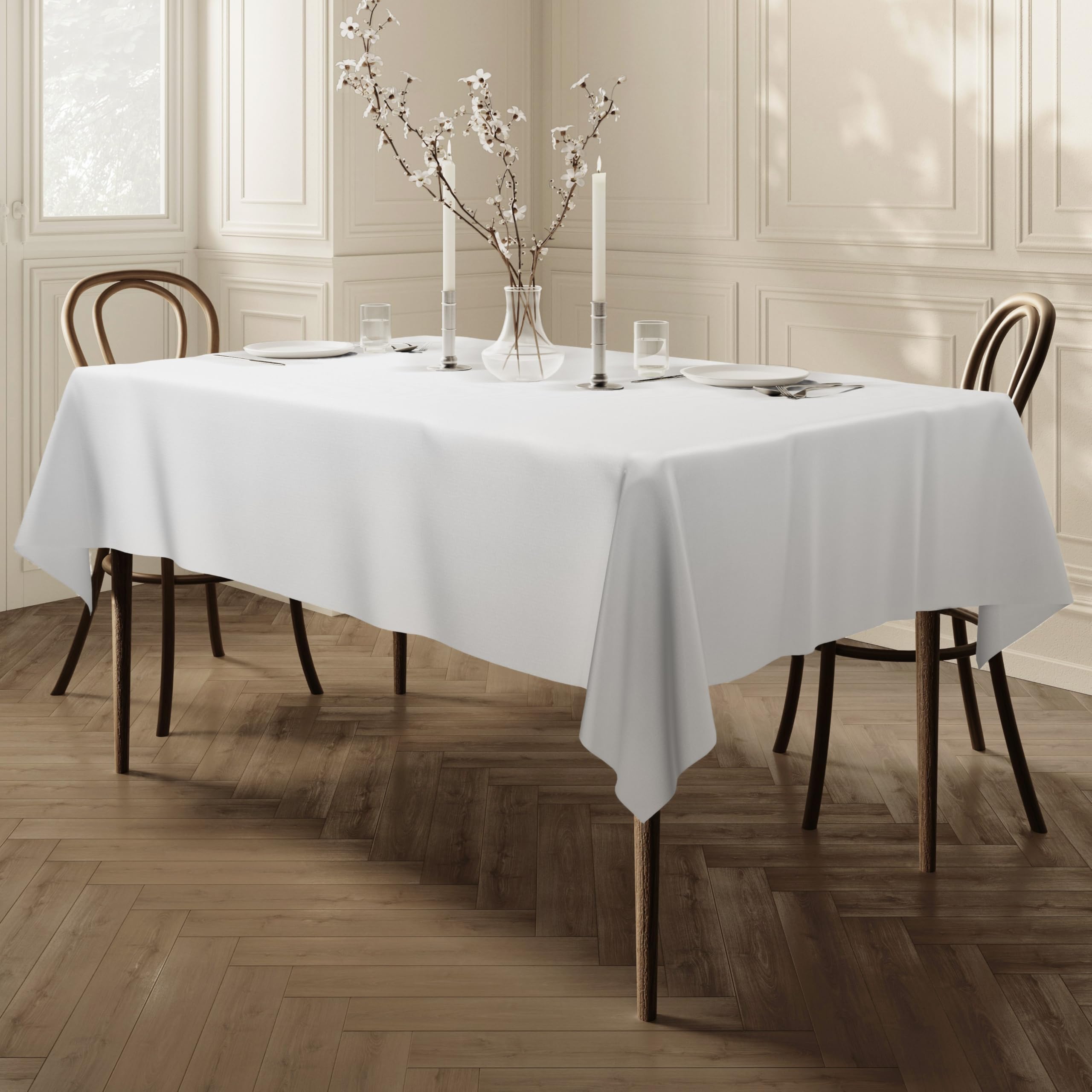 Home Direct Extra Large Rectangular Fabric Tablecloth Table Cover 150x250cm 59"x98" White — image 1