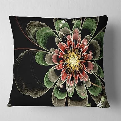 Amazon Com Designart Cu8910 26 26 Abstract Green Fractal Flower