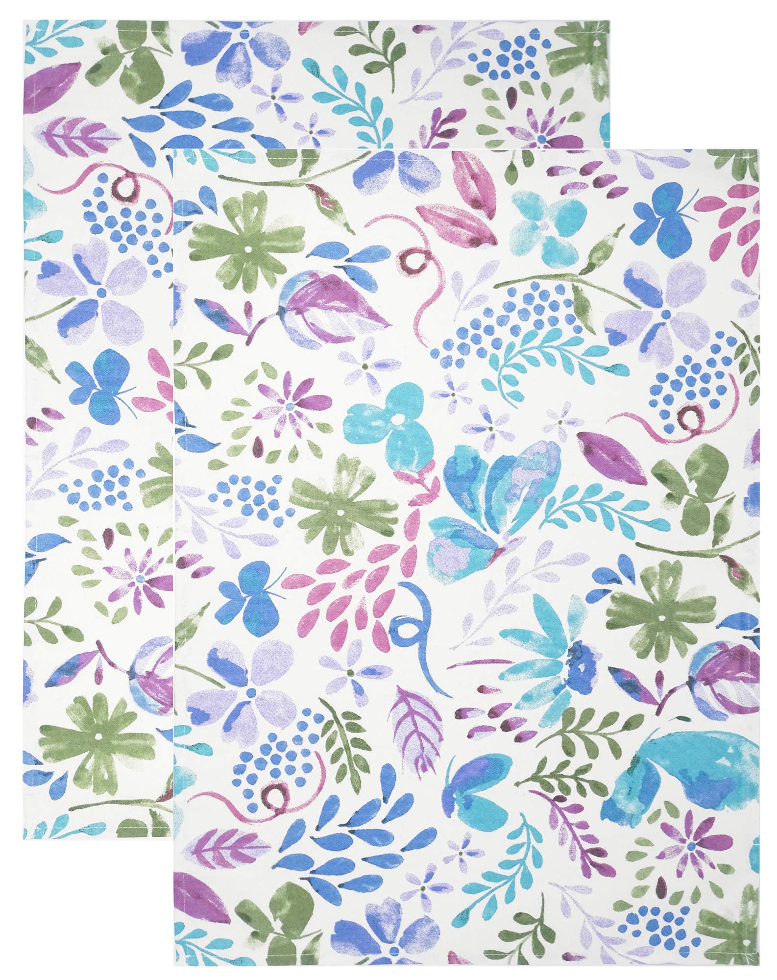 Lashuma Tea Towels Cotton 48 x 68 cm 2 x Hand Towels Watercolour Motif Multi-Coloured