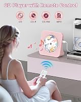 GREADIO Portable CD Player Bluetooth 5.0 Speaker System Pink view 2