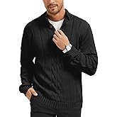 KAVIANA Men's Henley Neck Cable-Knit Sweater Fashion Casual Plain Pullover with Button Closure