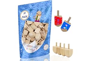 The Dreidel Company Hanukkah Wood Dreidels, Design Your Own Game, DIY Unfinished Natural Wooden Chanukkah Dreidels - 1.5" Inch (Pack of 25)