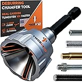 THORVALD Deburring External Chamfer Tool with Tungsten Carbide Blade - Deburr Tool for All Thread, All Metal Rod, Pipe, PVC, 3D Printing - 1/8" to 3/4" Diameter (3~19mm) - User Guide + Video Tutorial