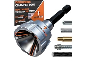 THORVALD Deburring External Chamfer Tool with Tungsten Carbide Blade - Deburr Tool for All Thread, All Metal Rod, Pipe, PVC, 3D Printing - 1/8" to 3/4" Diameter (3~19mm) - User Guide + Video Tutorial