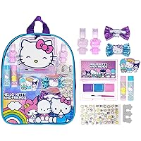 Makeup Filled Backpack Set with 12 Pieces, Including Lip Balm, Nail Polish, Nail File, Hair Bows, and Other Accessories, Ages