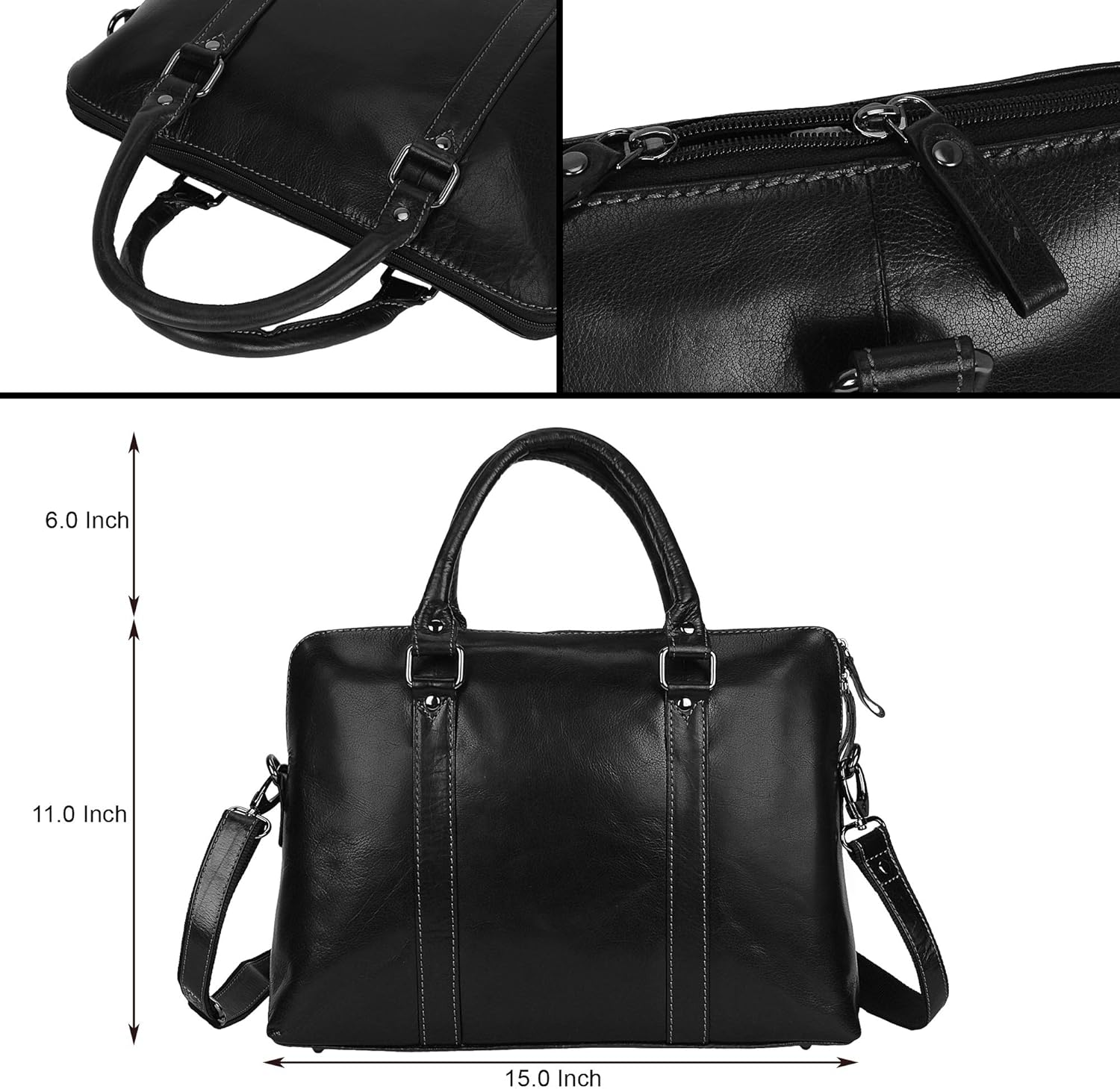 Pitaara Genuine Leather Women's Laptop Bag For Laptops Size 14" (Black): Shoes
