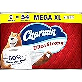 Charmin Toilet Paper Ultra Strong, 9 Mega XL Rolls = 54 Regular Rolls, 2-ply Bath Tissue