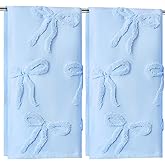 FuWeave 2 Pcs Blue Hand Towels for Bathroom Coquette Bow Hand Towels 100% Cotton Absorbent Decorative Jacquard Weave Bath Decor Preppy Bathroom Decor Gift, 13.7 x 29.5 Inch
