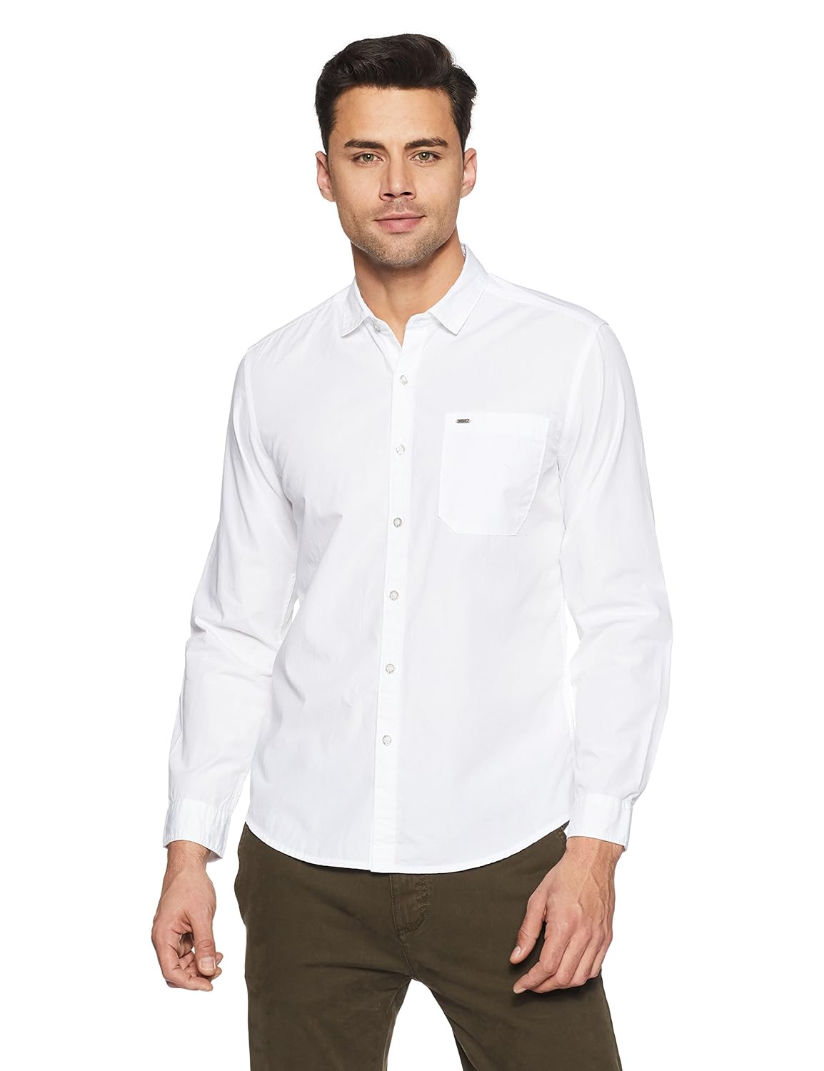 lee men's solid slim fit casual shirt