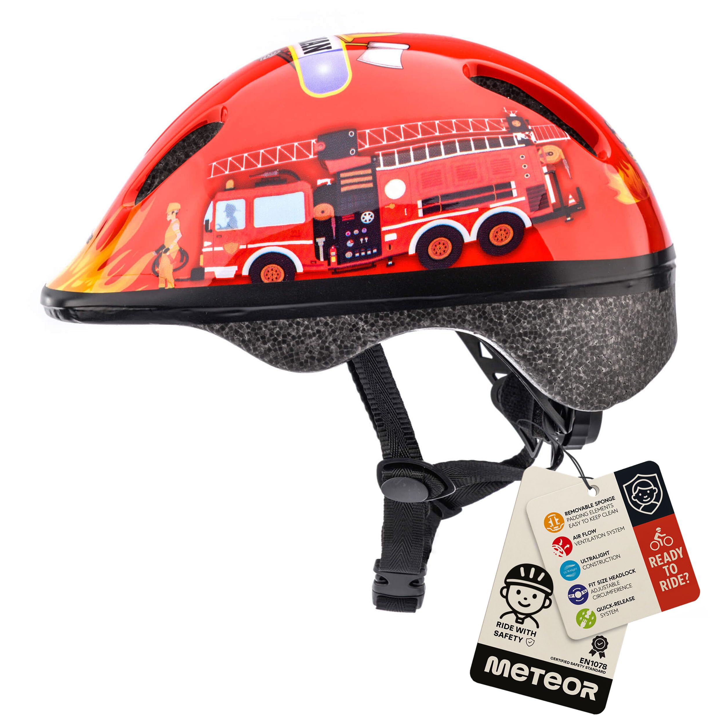 Bike Helmet For Baby, Kids, Boys, Girls - Cycling Safety Small Sizes Child MTB Bike Bicycle Skateboard Scooter Lightweight Adjustable Breathable - MV6-2 - Size: S XS 44-48 cm - Motif : Firetracker