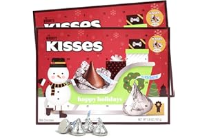 GALERIE Hershey Kisses Christmas Advent Calendar, Individually Wrapped Milk Chocolates, 24 Day Holiday Countdown, 3.8 Ounces (Pack of 2)