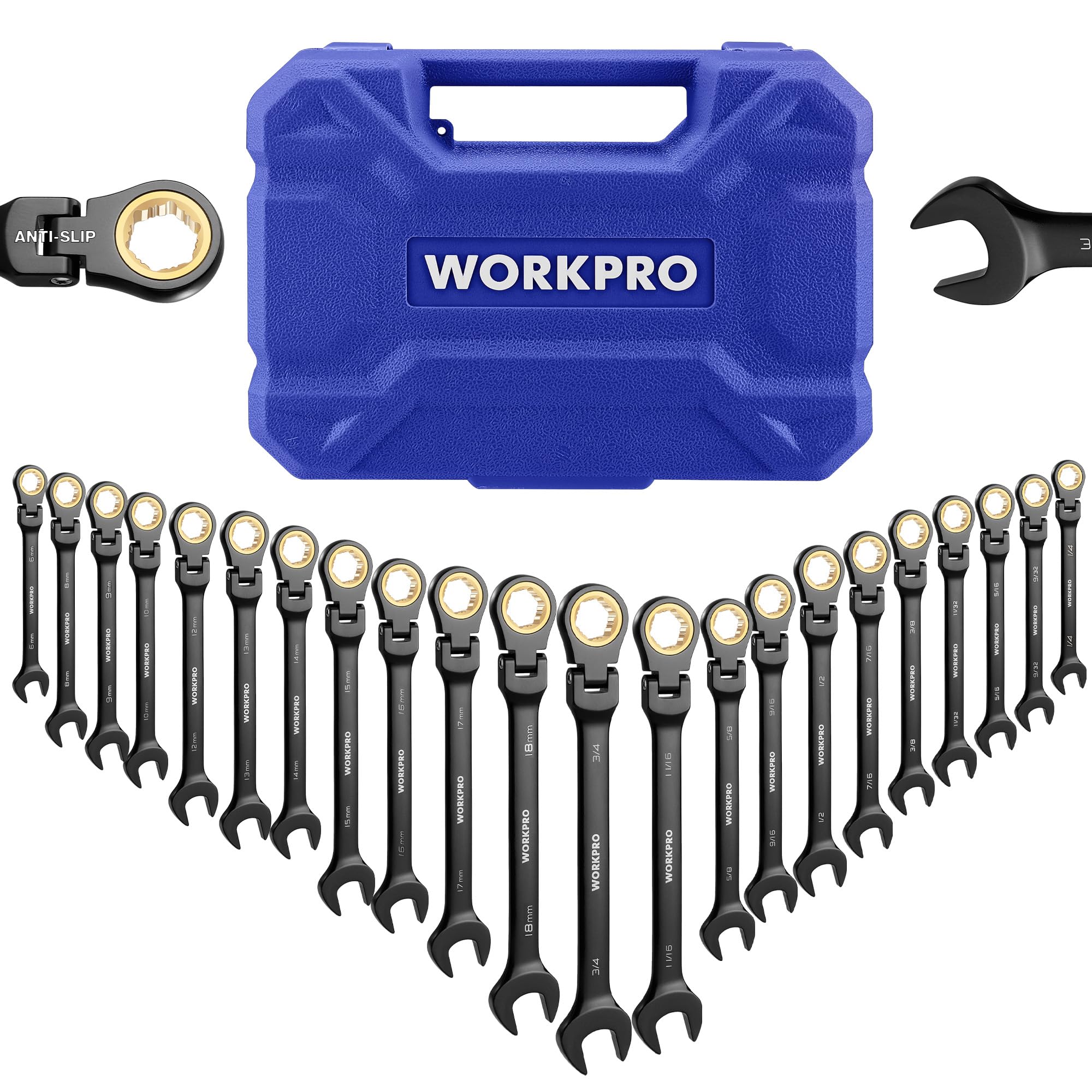 WORKPRO 22-piece Ratcheting Wrench Set with