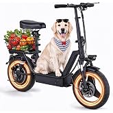 Electric Scooter Adults with Seat, 25/35 Miles Range, 1000W Peak Motor, 25MPH Speed, 48V 13Ah Battery, 14" Adult Escooter with Basket, Foldable Design for Commuting