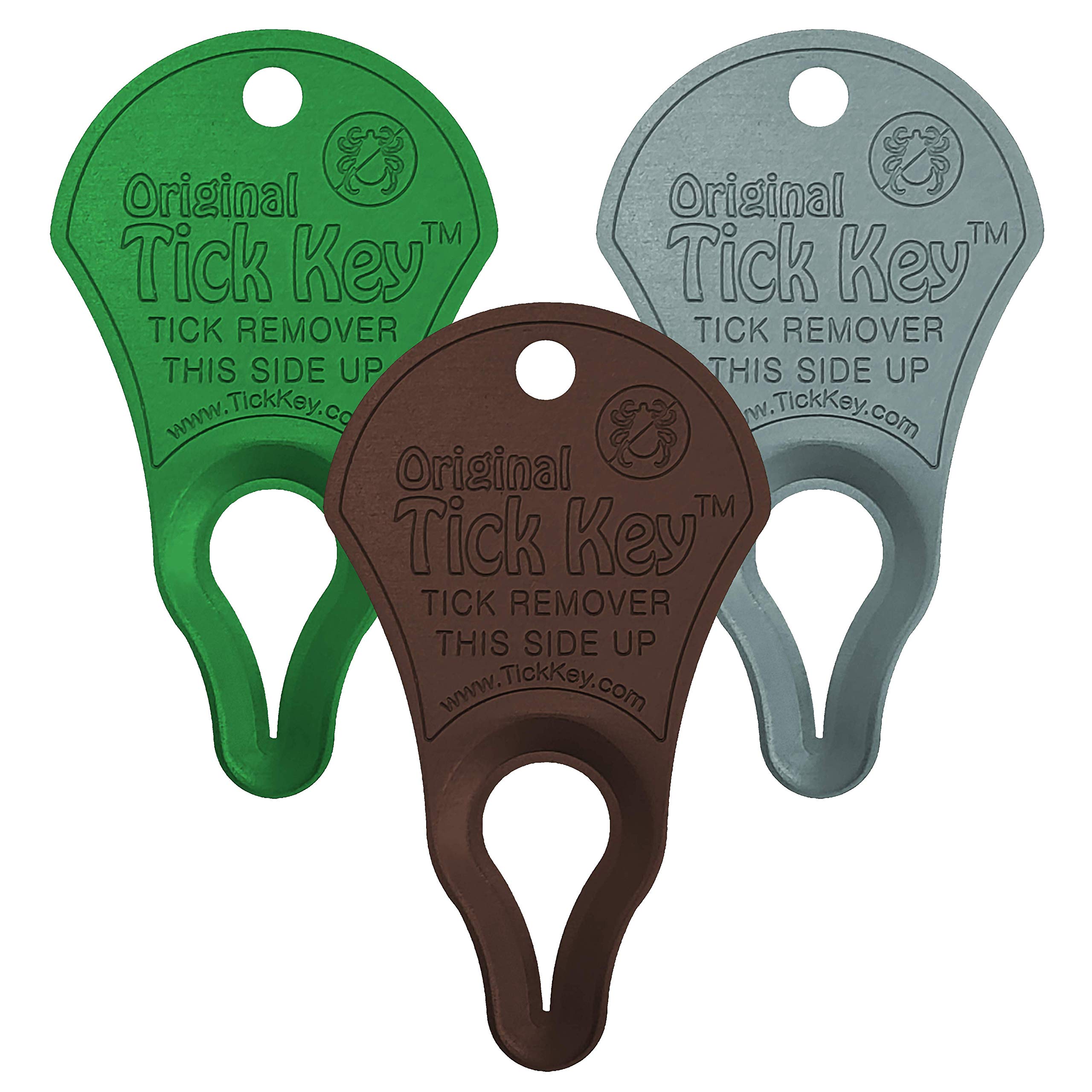 The Original Tick Key -Tick Detaching Device - Portable, Safe and Highly Effective Tick Detaching Tool - 3 Pack (Earth)