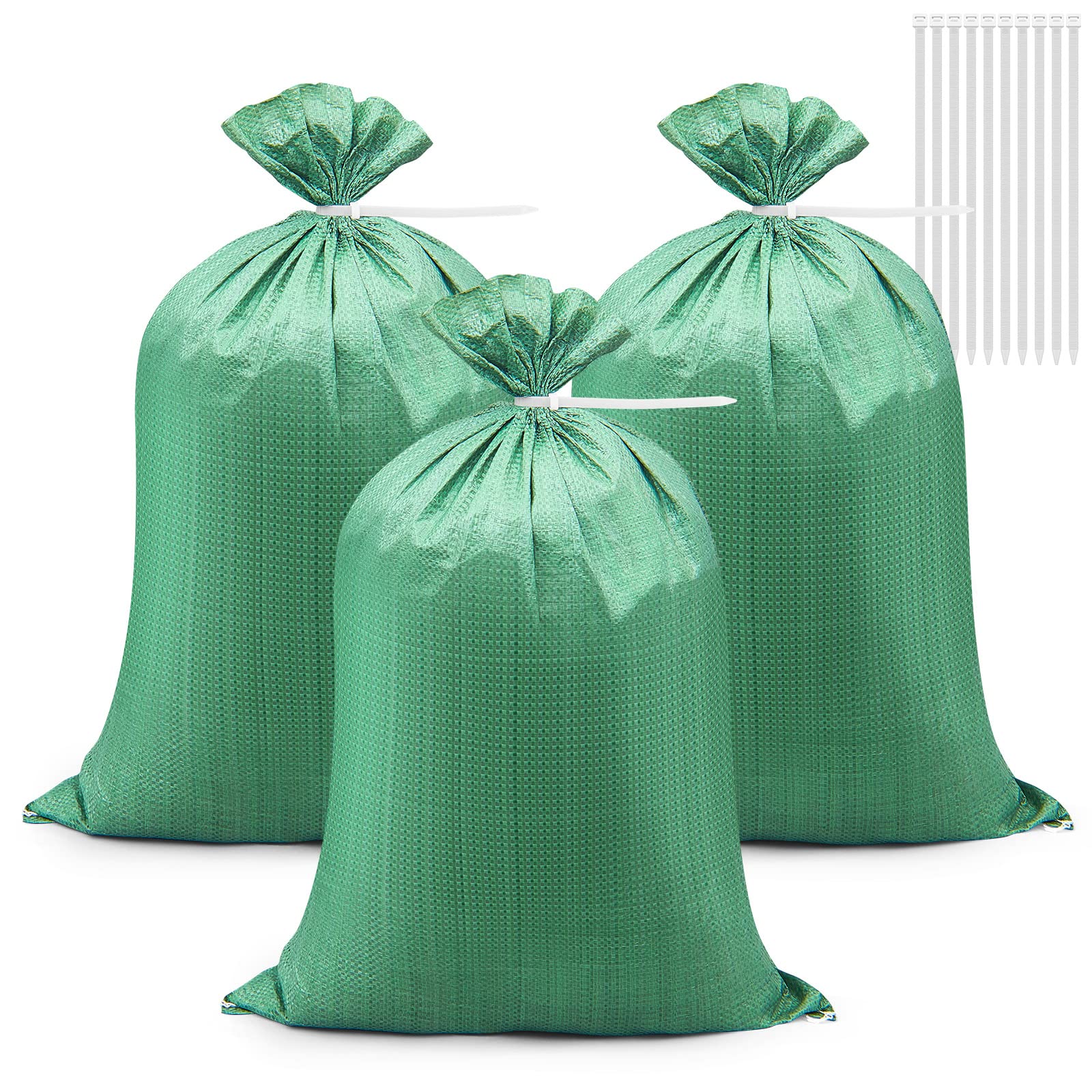 20 Pcs Sandbags for Flooding Heavy Duty Woven Gravel Bags Sandbags and 20 Pieces Ties Soil, Builders for Garden Rubbish Flood(Mixed Color)
