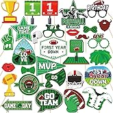 30 Pcs Football Birthday Photo Booth Props Kit, 1st Year Down Baby Shower Party Decoration for Boys, Sports Themed Football Photography Supplies