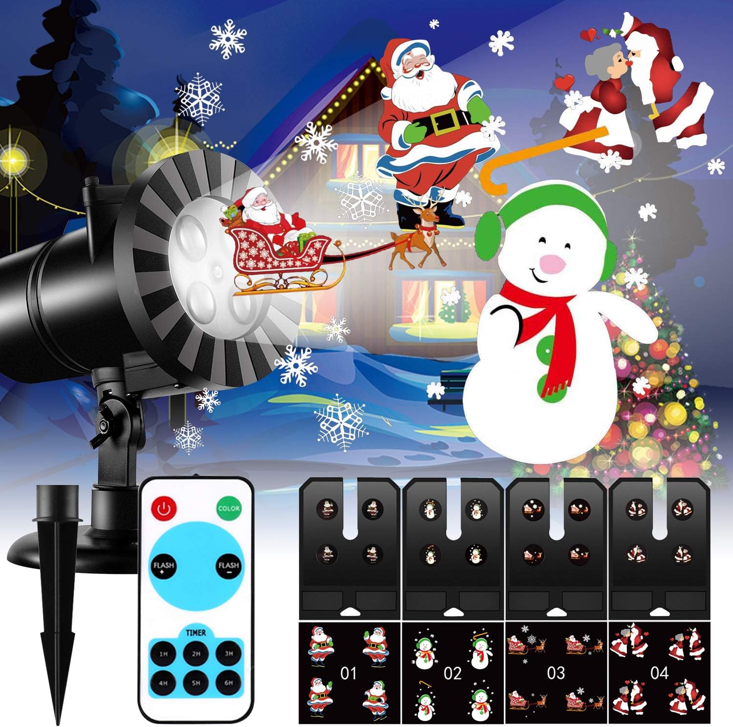 LED Christmas Projector Light with Remote Control, IP65 Waterproof