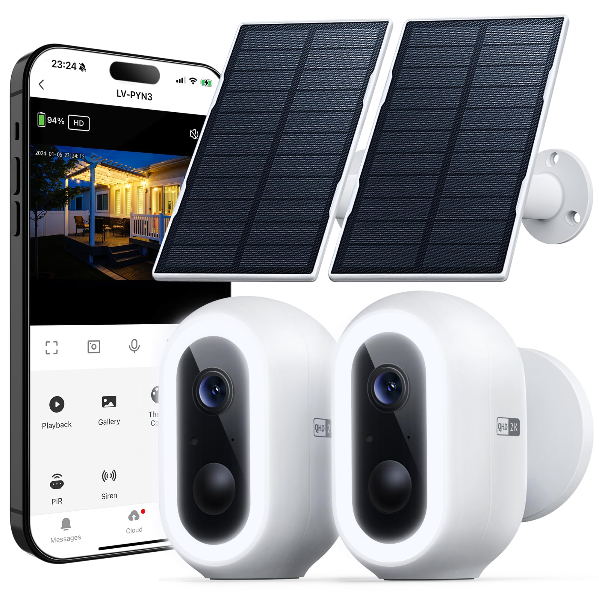 Laview 2K Solar Security Cameras Wireless Outdoor, Rechargeable Battery ...