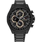 Tommy Hilfiger Men's Multifunction Quartz Watch – 46mm Stainless Steel Case, Racing-Inspired Design, 5 ATM Water Resistant, Elegant Modern Timepiece, Gift for Him