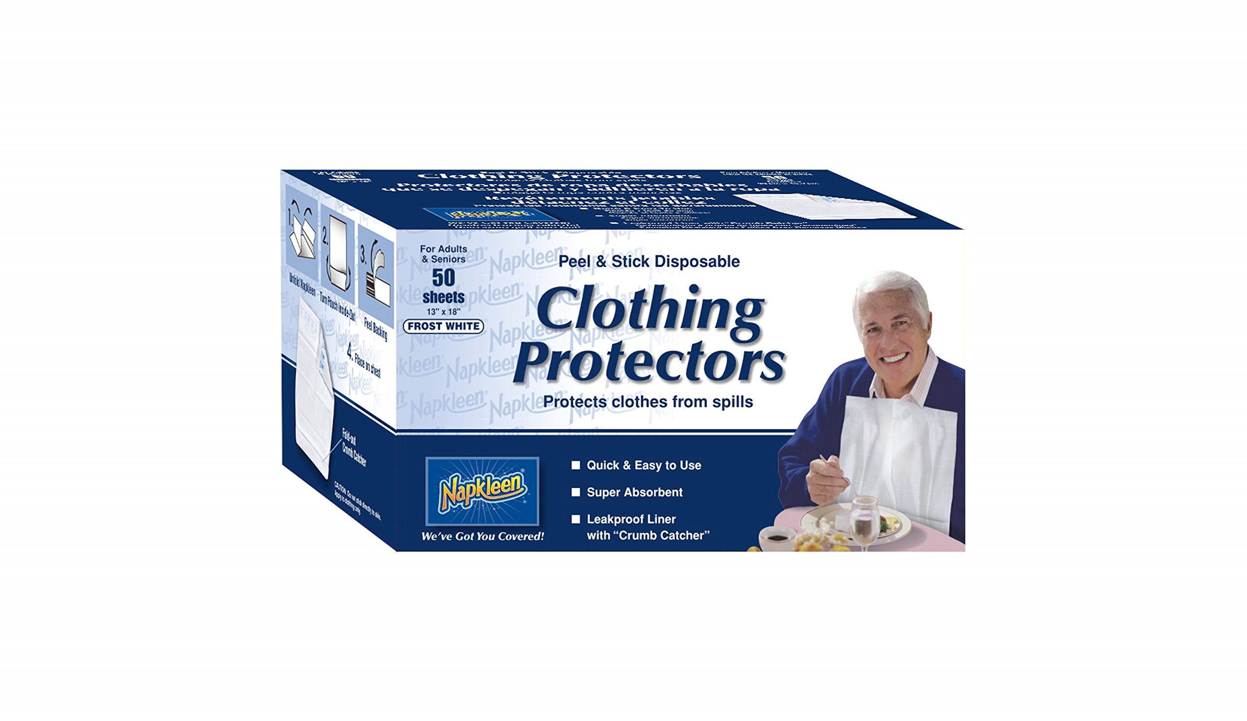 Clothing Protector Napkleen 50 Disposable Adult Bibs Light Blue Pattern