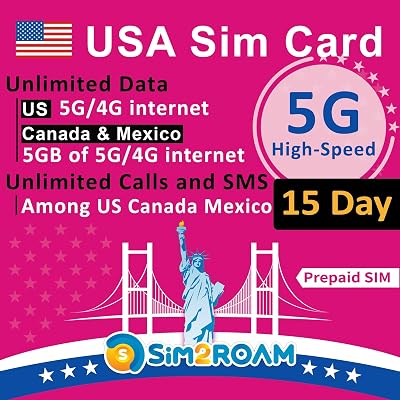 SIM2ROAM USA 15 Day Unlimited 5G 4G LTE Data Hotspot Calls Texts Hawaii