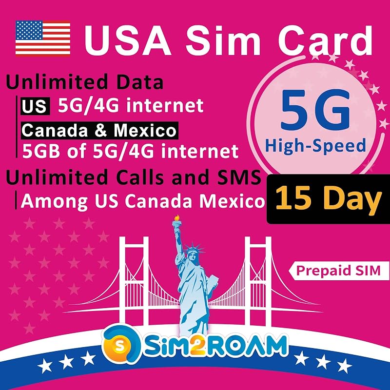 SIM2ROAM USA 15 Day Unlimited 5G 4G LTE Data Hotspot Calls Texts Hawaii